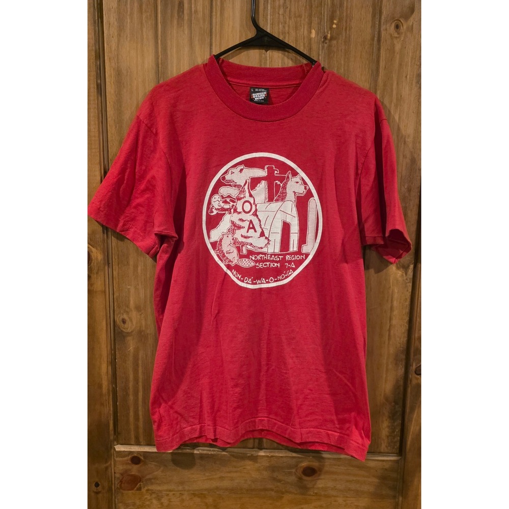 VTG Screen Stars Best T-Shirt‎ Mens Large Red Boy Scouts Order of the Arrow